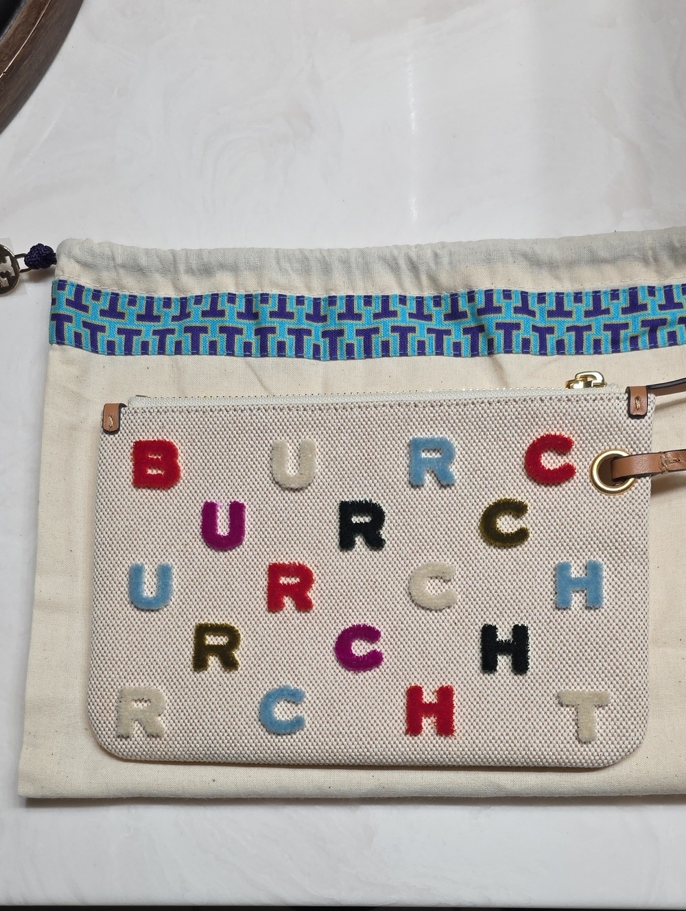 Multicolor Letter Canvas Wristlet - Tory Burch